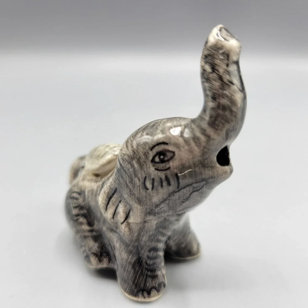 Miniature Ceramic Elephant Figurine With Lid Home Shelf Decor 2.25